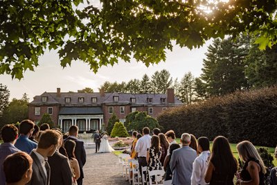 Stunning moment as bride walks down the aisle at Elm Bank