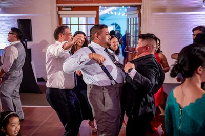 Hilarious wedding guests dancing at Elm Bank reception