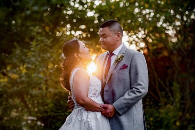 Golden hour couple portrait at Elm Bank Gardens