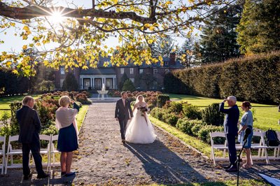 Elm Bank wedding couple walking down the aisle