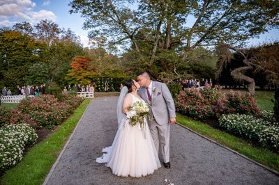 Elm Bank weddings kiss after the ceremony.