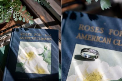 Long Hill Beverly wedding details with vow books and rings