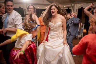 Bride dancing at Long Hill Beverly wedding reception