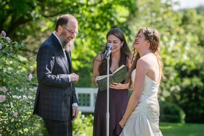 Outdoor wedding vows at Long Hill Beverly reception