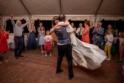 Bride and groom dancing at Long Hill wedding reception