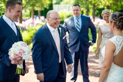 Father of bride reaction to seeing his daughter at Wequassett Resort