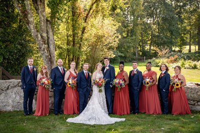 Wedding party portrait | Fern Hill Barn, Spencer MA
