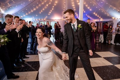 First dance with twinkle lights – Fern Hill Barn wedding