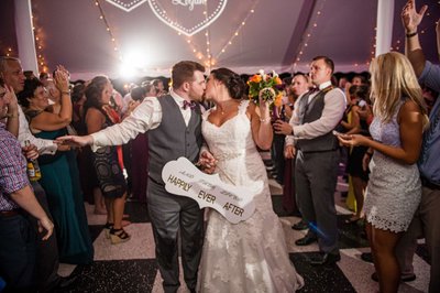 Packed dance floor moment at Fern Hill Barn wedding