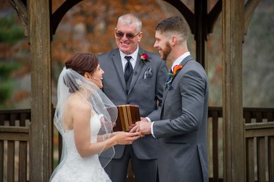 Funny ceremony moment at Fern Hill Barn gazebo