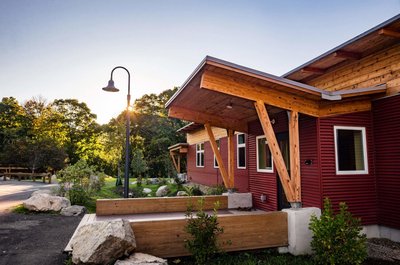 Wood accent commercial building design MA
