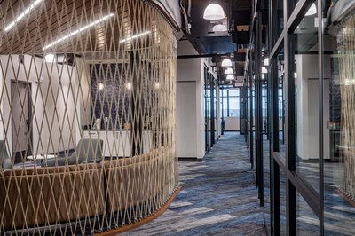 Curved hallway architectural office space design
