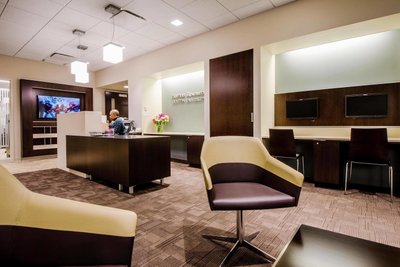 Medical office reception with warm tones