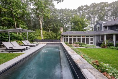 Luxury backyard pool and outdoor living space