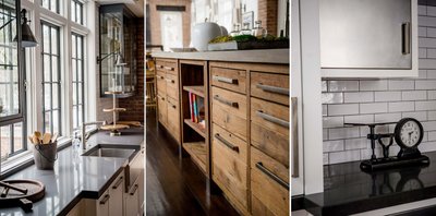 Triptych of custom details and decor from modern farmhouse kitchen 