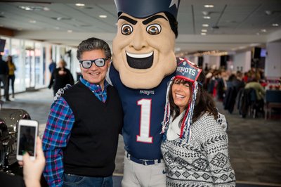Patriots mascot moment photographed at Gillette Stadium