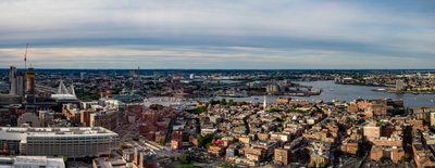 Overhead cityscape from State Room windows