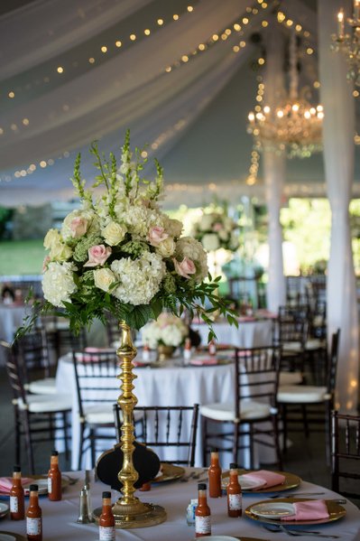 Luxury floral table decor Blithewold Mansion wedding reception