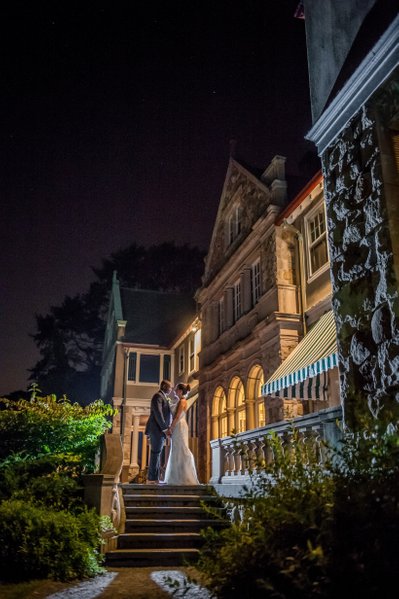 Blithewold Mansion wedding night portrait