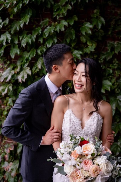 Romantic wedding portrait among ivy at deCordova Museum weddings