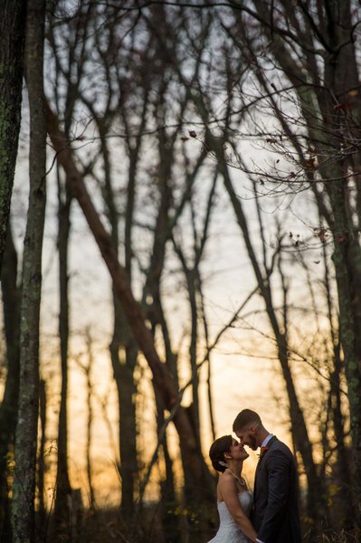 Silhouetted trees during sunset – Fern Hill Barn wedding backdrop