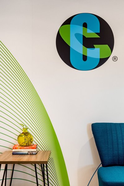 Modern logo wall brand space interior photo