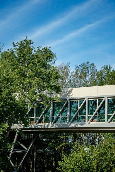 Pedestrian bridge architectural structure New England