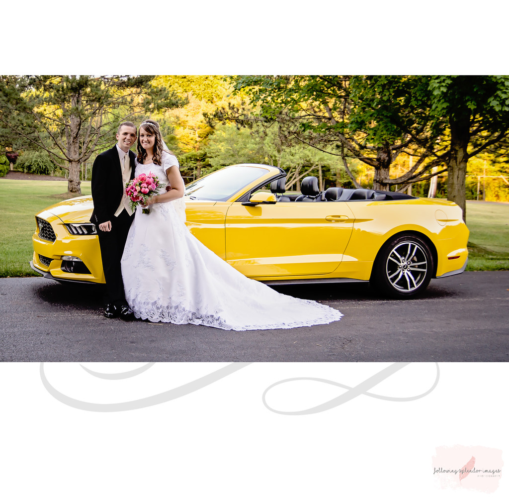 Yellow Mustang Get Away Car for Wedding