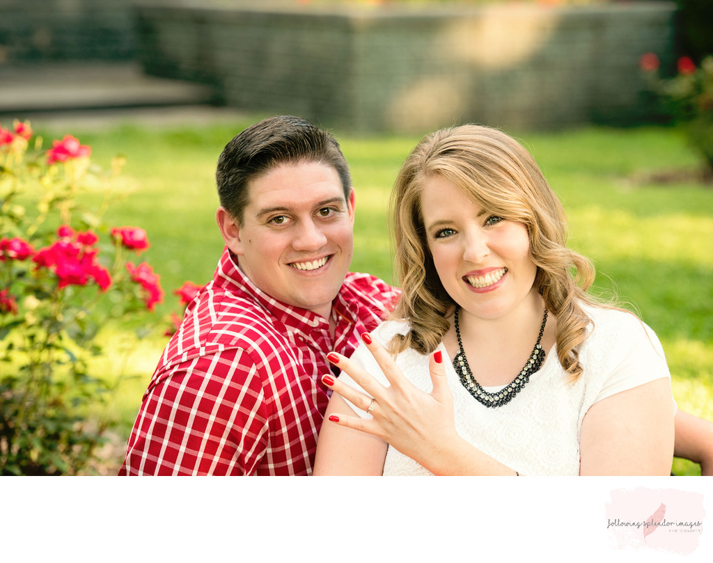 Red and White Theme Engagement Photo