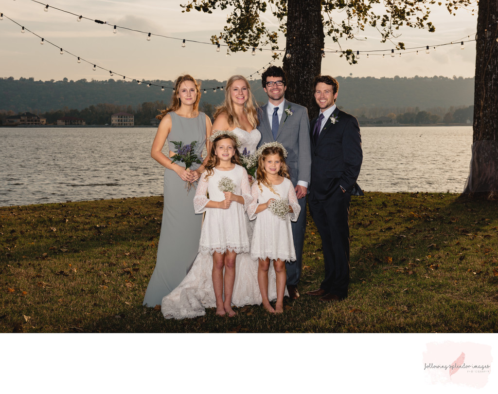 Small Bridal Party Park on the River Wedding