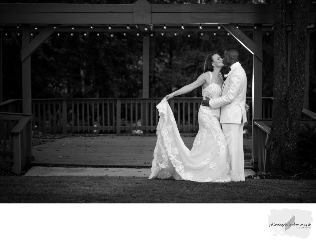 Gazebo Black and White Wedding Photo