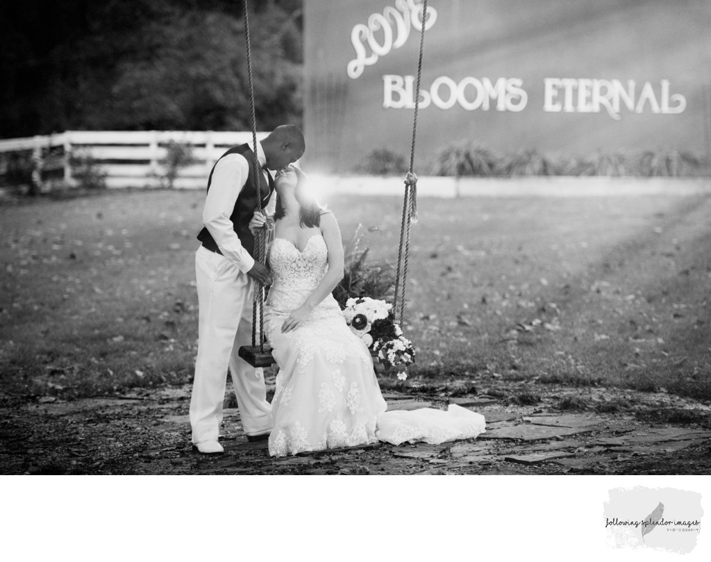 Black and White Wedding Photo with Sunstream