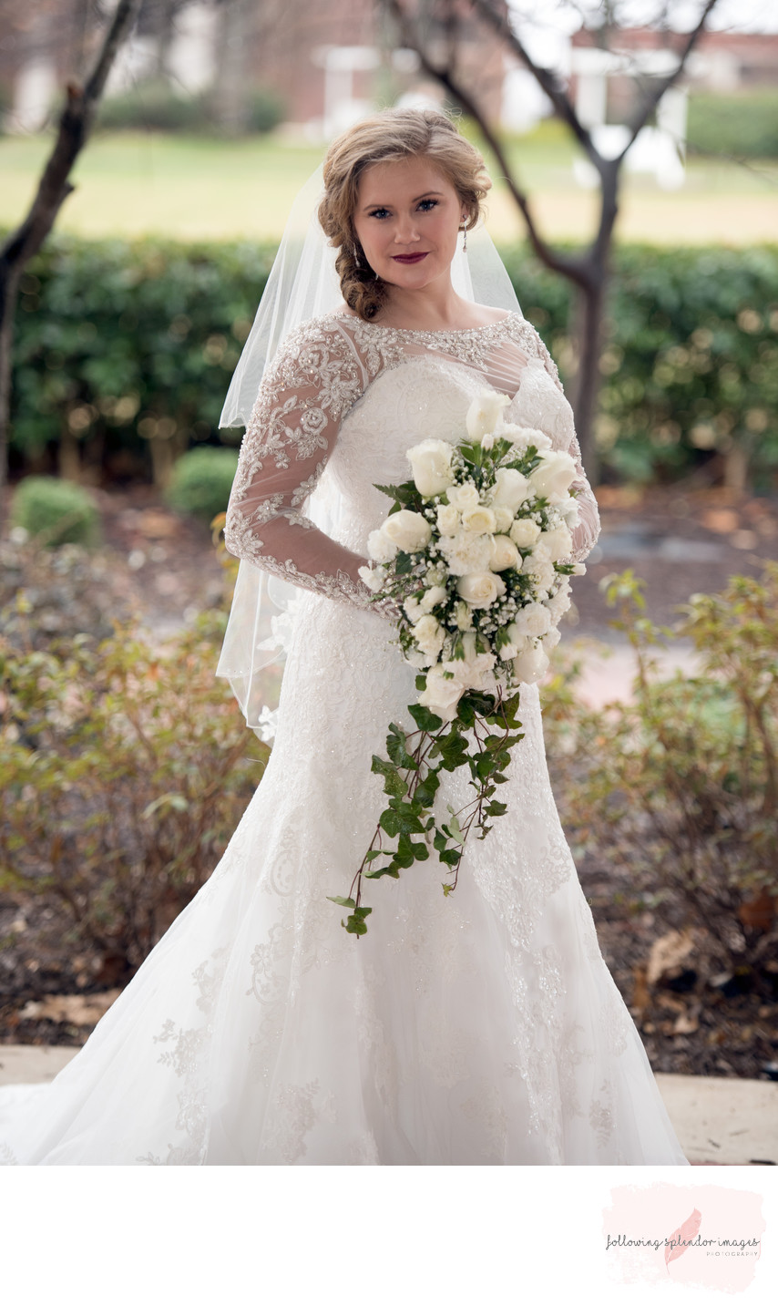 Harding University Bridal Portrait With White Florals