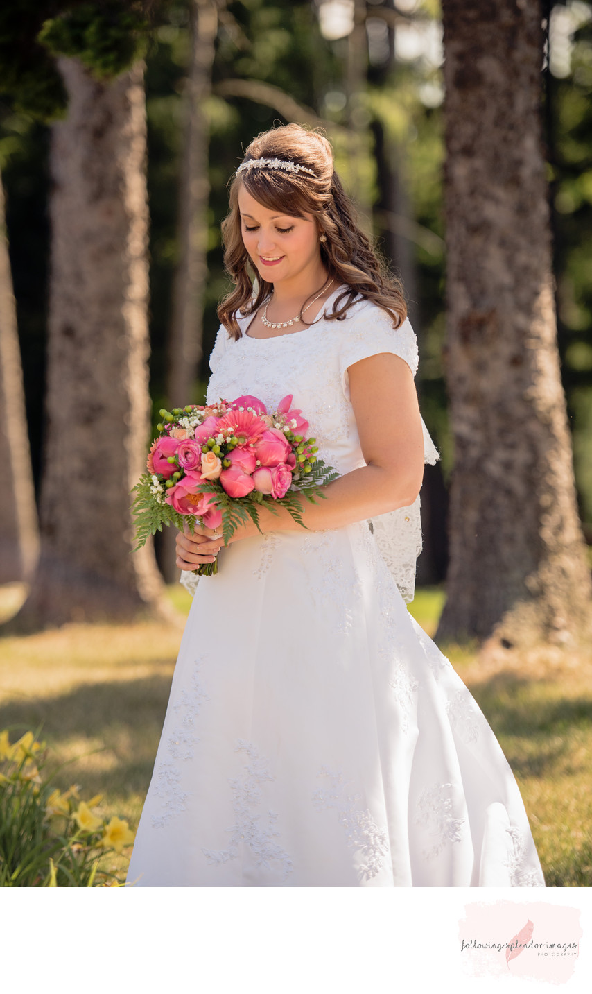 Spring Bride with a Pink Bouquet