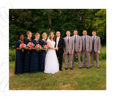 Conservative Wedding Party in Navy Dresses 
