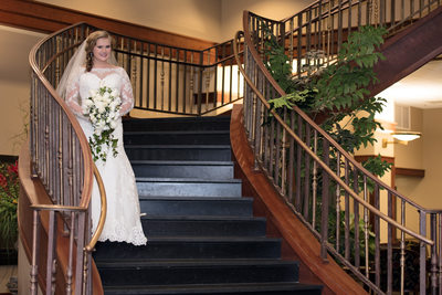 Harding University Stairway Wedding Bridal Portrait