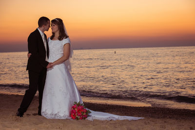 Indiana Beach Sunset Wedding Portrait