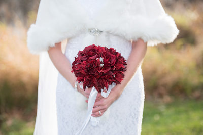 Fall Wedding with Fur Cape and Fall Boquet
