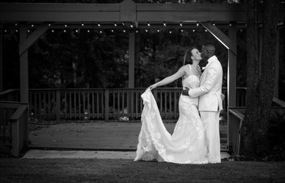 Gazebo Black and White Wedding Photo