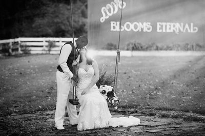 Black and White Wedding Photo with Sunstream