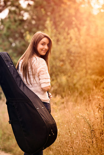 Golden Hour Girl With Guitar Senior Photography