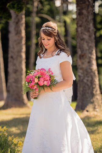 Spring Bride with a Pink Bouquet