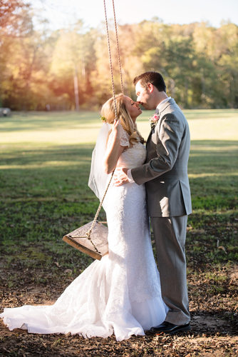 Romantic Wedding Kiss at Carter Farm Wedding
