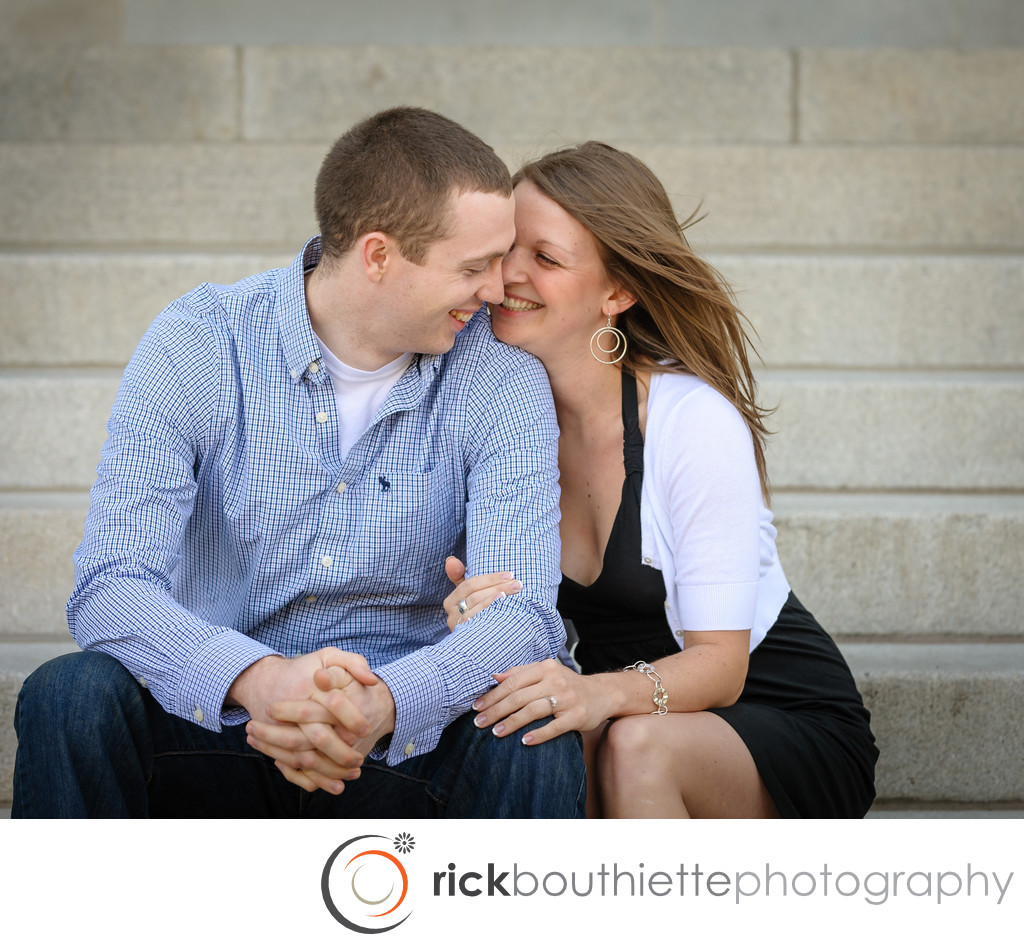 CONCORD NH ENGAGEMENT PHOTOGRAPHY STATE HOUSE STEPS
