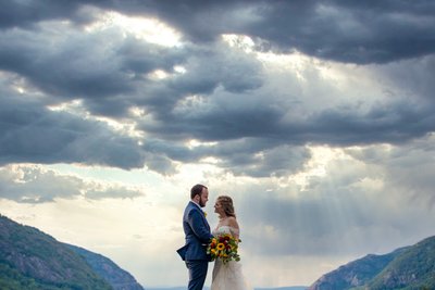 Portrait of a couple in the beautiful sky at West point