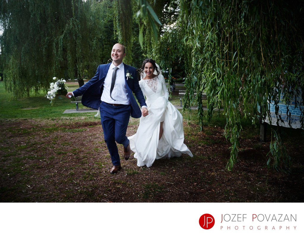 Vancouver Jewish couple after wedding ceremony in park