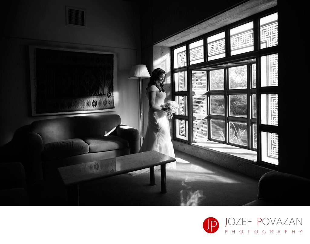 Vancouver Ismaili centre wedding bride at the window