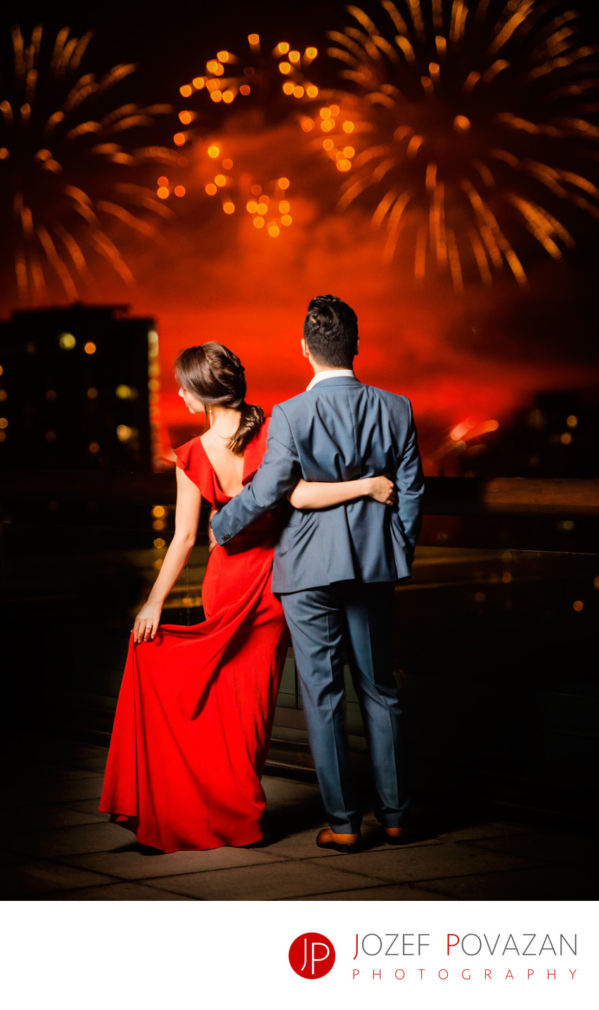 Celebration of light fireworks pre wedding engagement