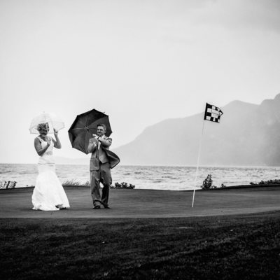 Cool and crazy Furry creek Country club wedding in rain