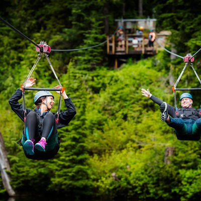 Grouse Mountain Zip line engagement fun cool pictures